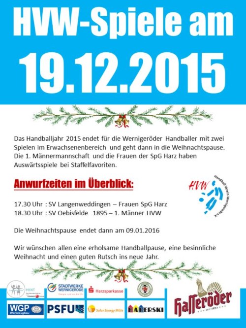 HVW Spielansetzungen am letzten Spieltag 2015